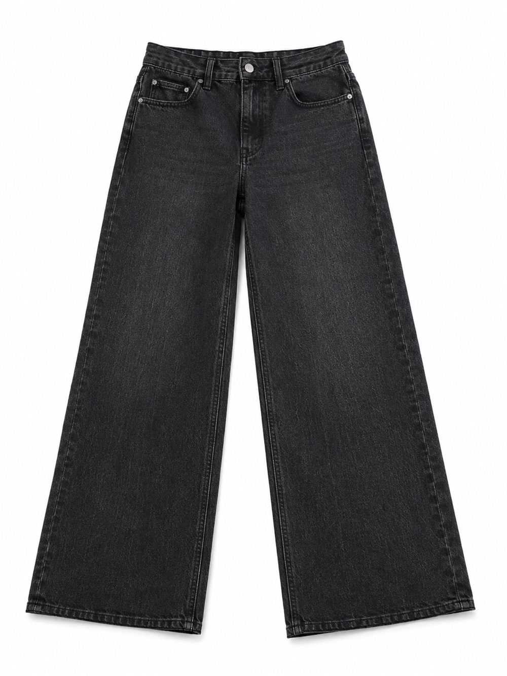 Quince Women’s Organic Cotton Wide Leg Jeans Size 28 Black Wash High Rise